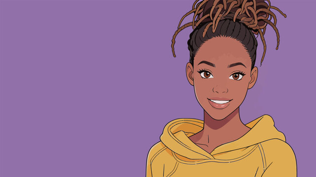 Smiling Young Woman with Dreadlocks in Hoodie