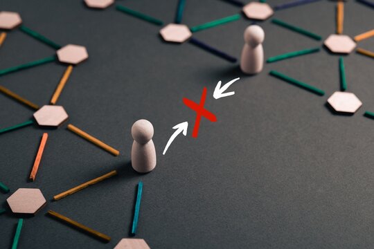 Communication failure between networks with blocked connection and error signal concept