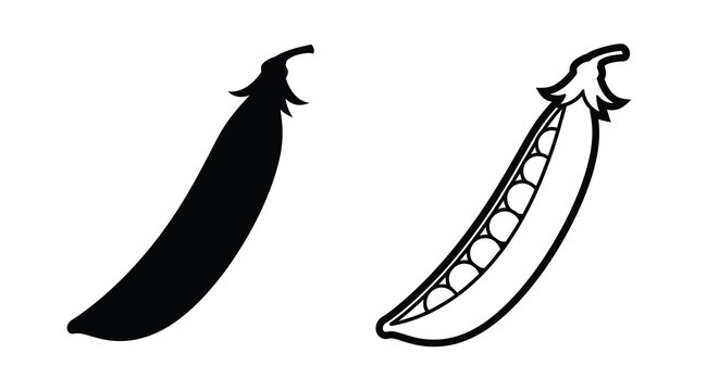 Pea pod illustration featuring a solid black silhouette