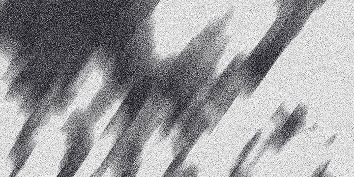 Abstract grayscale textured background with diagonal dark smudges and grainy noise effect creating a dynamic and artistic visual element
