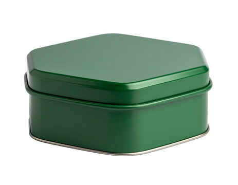 Green Metal Hexagonal Tin Container Box.