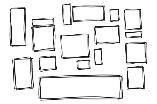 Hand Drawn Rectangle, Frames, Layout Template Vector Design.