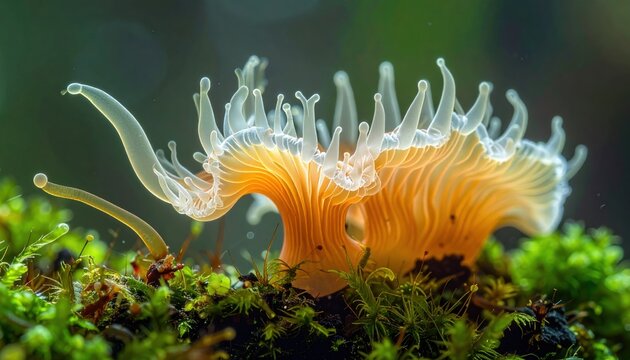 Microscopic Amoeba Proteus Extending Pseudopods in a Mossy Environment, Capturing Cellular Movement