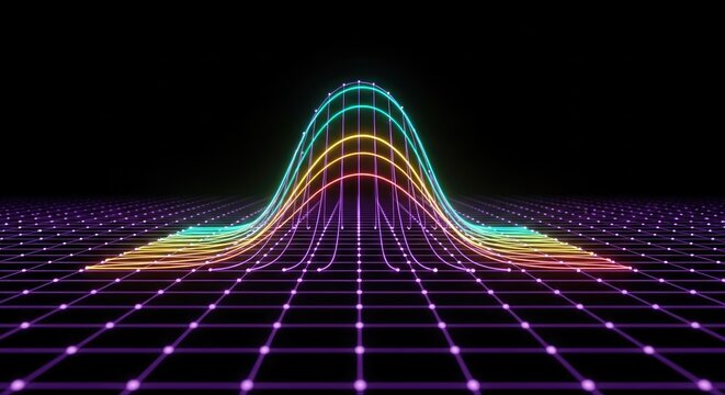 Vibrant abstract wave with multicolor glowing lines, dynamic motion effect