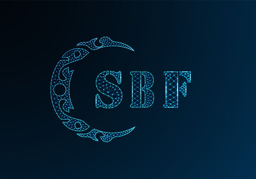 Low poly letter logo SBF design. SBF letter logo low poly vector design on blue color gradient background. SBF logo low poly design