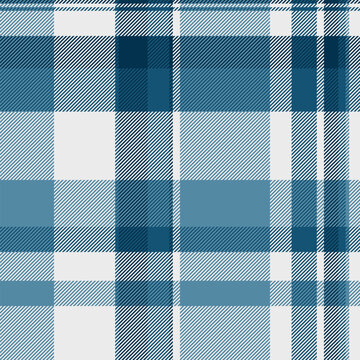 Professional vector check background, colourful tartan pattern seamless. Hanukkah fabric texture textile plaid in cyan and white colors.