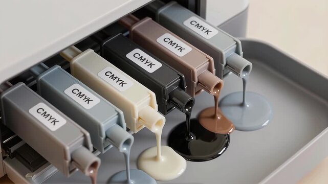 Color Ink Cartridges Dripping CMYK Variations in Printing Process
