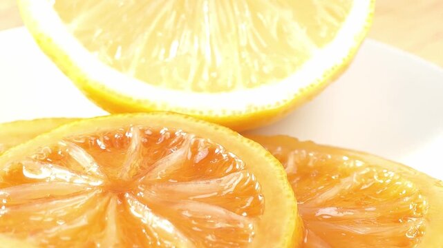 Sliced ​​lemons pickled in honey.	
