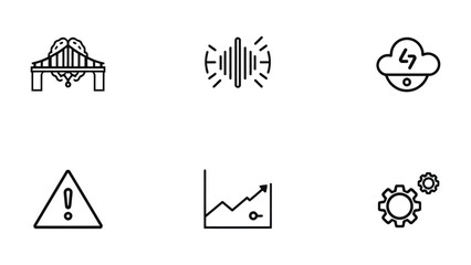 Fototapeta premium Conceptual Icon Collection: A set of six modern, minimalist icons representing various concepts, ideal for web design and application interfaces.
