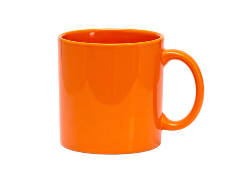 Orange ceramic coffee mug handle on Transparent Background PNG