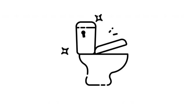 Toilet icon animation suitable for hygiene promotions, cleaning advertisements, bathroom related projects. Perfect for plumbing companies, household product campaigns, or public health initiatives.