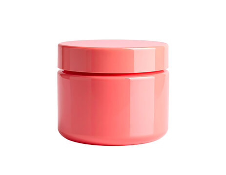 Pink Plastic Cosmetic Jar Container on Transparent Background PNG