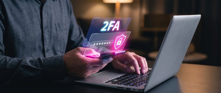 Enhancing security with 2fa implementation home office digital technology modern environment close-up view cybersecurity concept