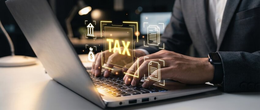 Tax preparation strategies for business professionals office environment digital content focused viewpoint financial planning insights