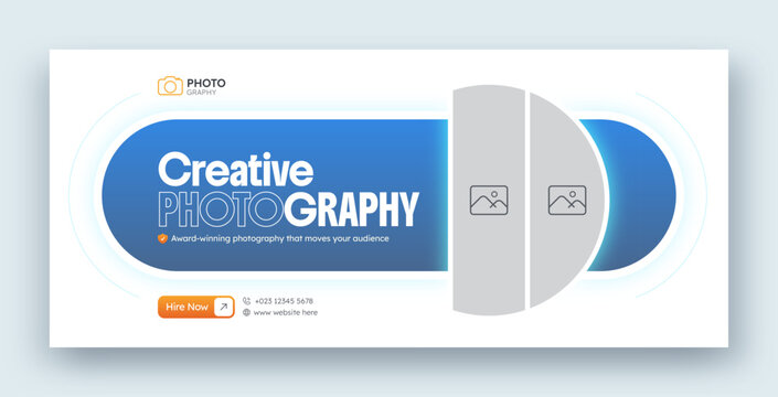 Digital photography services facebook cover or web banner template
