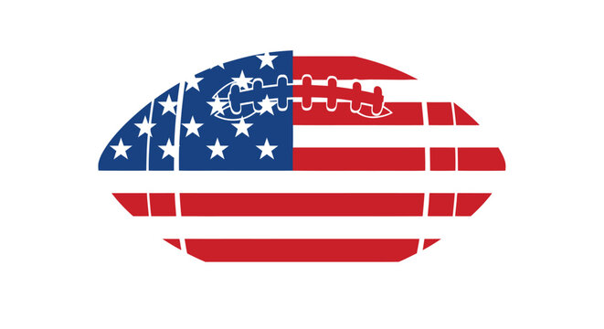 American football ball with USA flag pattern