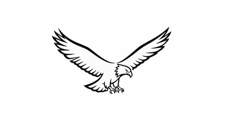 Obraz premium A bold, black line drawing of a majestic eagle with outstretched wings