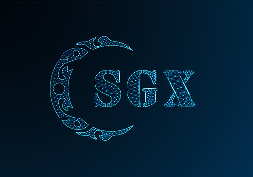 Low poly letter logo SGX design. SGX letter logo low poly vector design on blue color gradient background. SGX logo low poly design