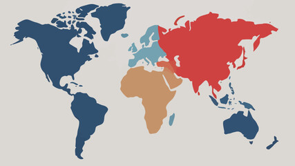 Obraz premium World Map with Color-Coded Continents