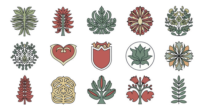Collection of stylized floral and decorative motifs.
