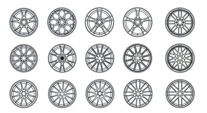 Collection of various car wheel designs