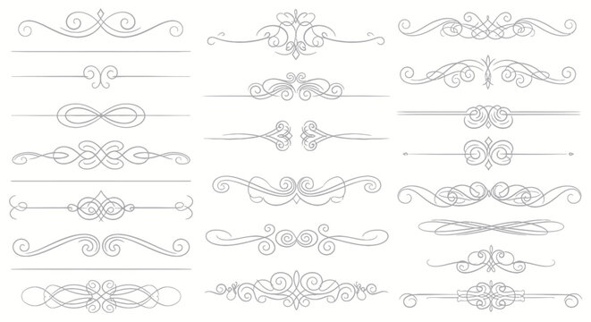 Collection of vintage decorative line elements and ornamental dividers