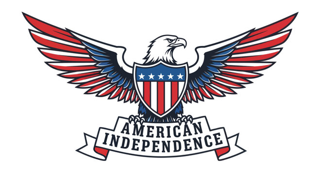 American eagle with flag wings and Independence banner