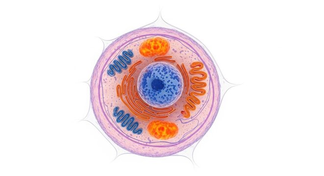 Detailed Illustration of a Biological Animal Cell Structure.