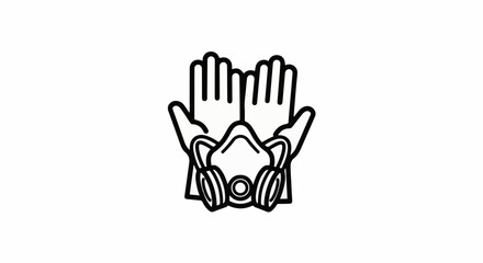 Obraz premium Protective gear icon hands wearing gloves with a mask