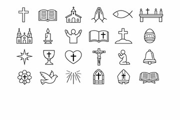Fototapeta premium Christian Faith Symbols Collection