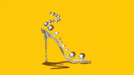 Obraz premium Glamorous silver stiletto shoe with gemstone swirls