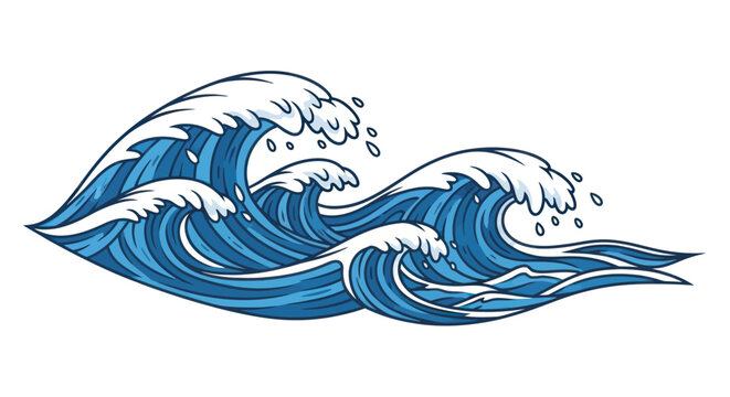 Blue Ocean Wave Graphic Illustration.
