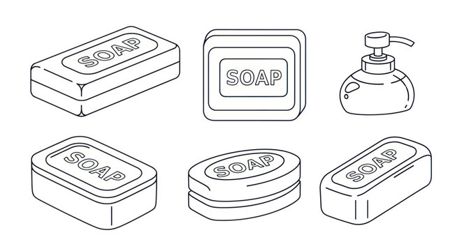 Collection of soap bars and dispenser.