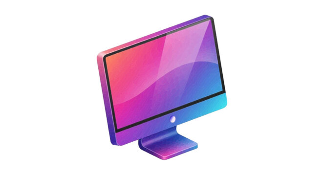 Vector illustration&nbsp;of computer monitor with colorful screen on a transparent background