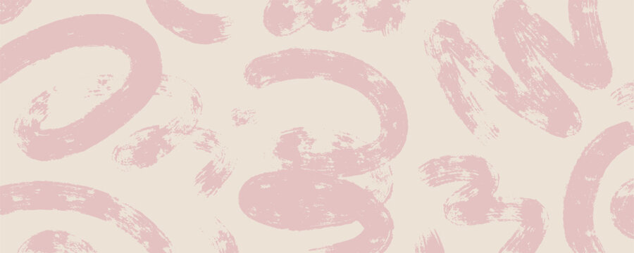 brush background pattern soft stroke paint marker curl abstract line swirl with dusty pink texture on beige surface for modern minimal backdrop and pastel paper detail with grunge effect