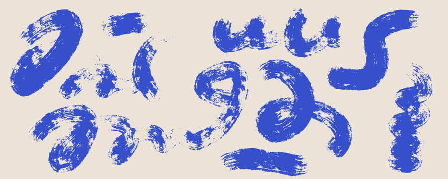 brush background stroke paint marker curl abstract line swirl blue color texture on beige paper surface for minimal backdrop. mark detail with grunge effect and rough texture. modern graphic design