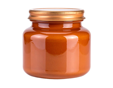 Small amber glass jar with lid on on Transparent Background PNG
