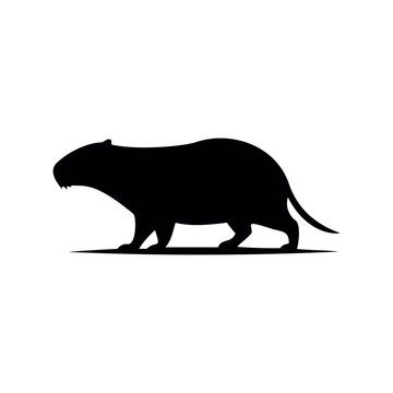Simple capybara silhouette vector flat illustration design.
