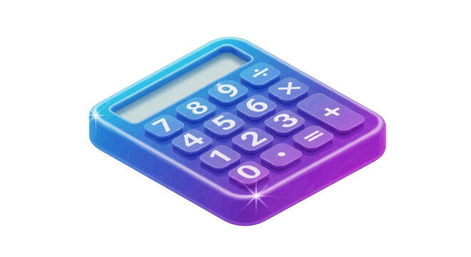 Vector illustration&nbsp;of 3d isometric calculator icon with gradient blue and purple texture on a transparent background