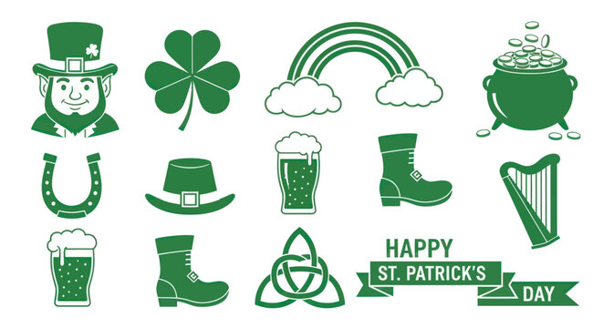 St. Patrick's Day vector icon set