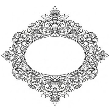 Detailed Ornamental Frame with Floral and Swirl Elements.