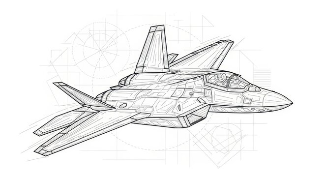 Detailed Pencil Sketch of a Modern Fighter Jet.