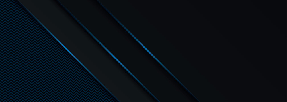 Abstract geometric background with blue zig zag pattern and overlapping geometric layers. Modern and futuristic design with dynamic glowing blue lines. EPS. 3