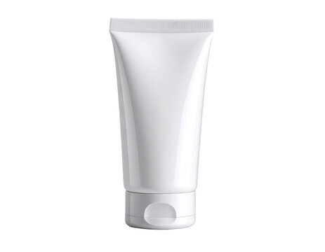 White plastic cosmetic tube packaging on Transparent Background PNG