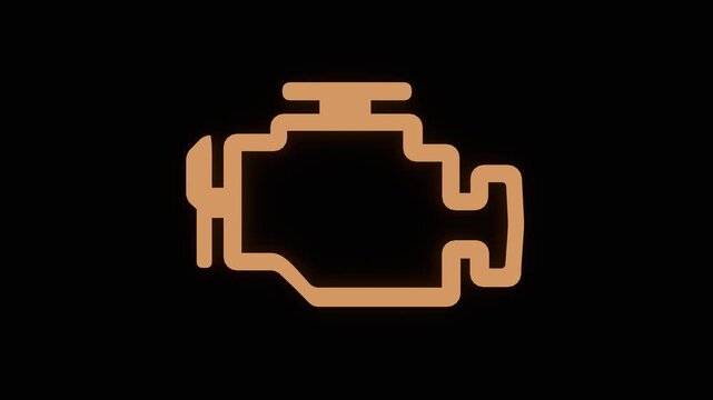 Check Engine Warning Light Blinking on Black Background &ndash; 4K Loop Animation