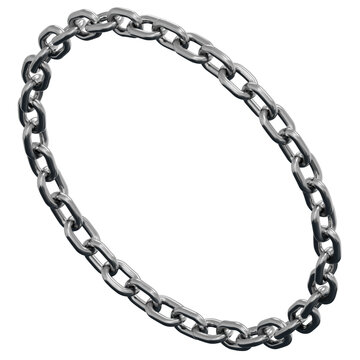 3D Chrome Tilted Chain Link Oval Loop Object