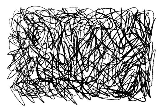 bstract messy scribble background. Hand drawn tangled pencil sketch texture. Chaotic black doodle lines grunge vector.