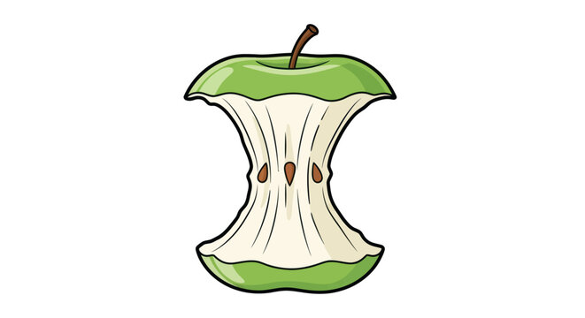Bite taken out of green apple.
