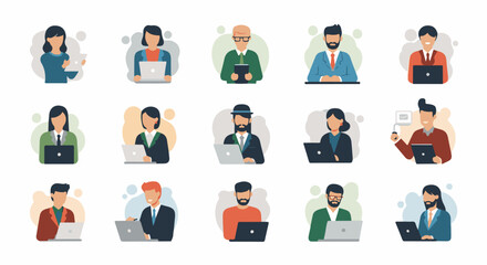 Fototapeta premium Diverse professionals engaged with technology, illustrating workplace interaction