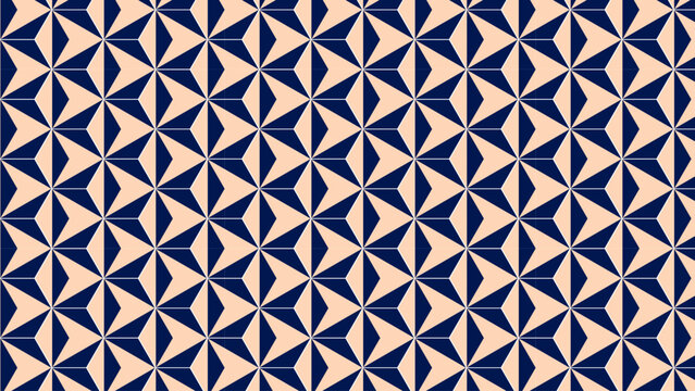 Classic Japanese Asanoha geometric pattern, navy blue and cream hemp leaf motif background.